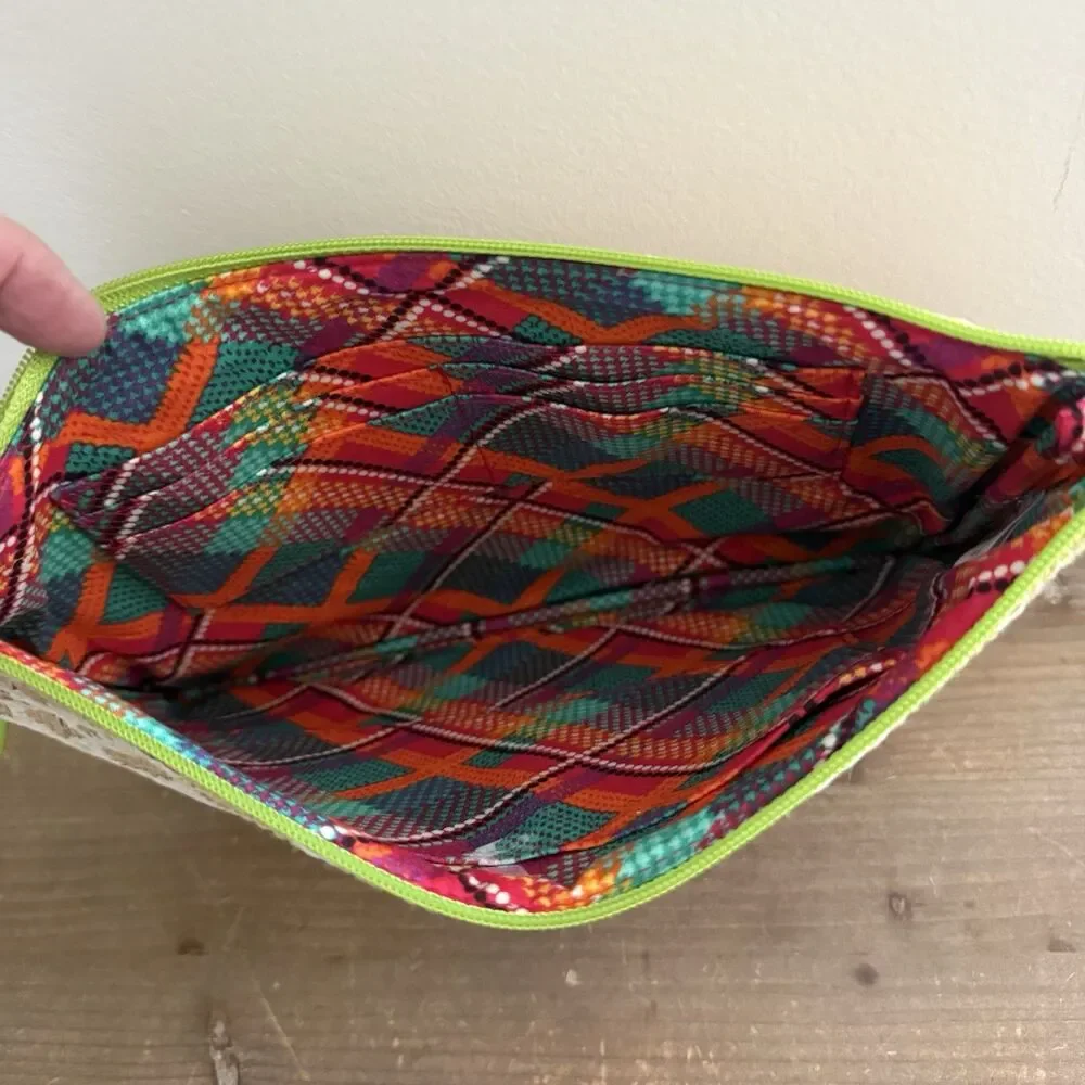 Vera Bradley Straw Beach Summer Wristlet Natural Chevron